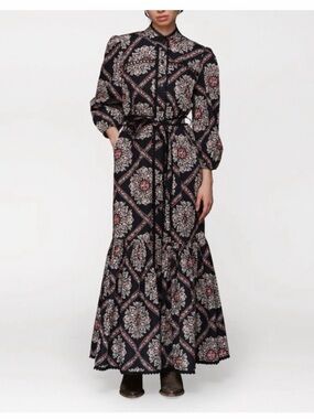 Avec Les Filles black Maxi Dress with red Floral Print